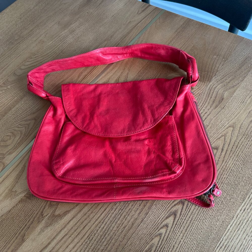 Latico Red Genuine Soft Leather Shoulder Bag Purse